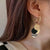 1 Pair Artistic Round Color Block Stainless Steel Drop Earrings