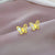 1 Pair Basic Lady Butterfly Plating Inlay Titanium Steel Shell Ear Studs