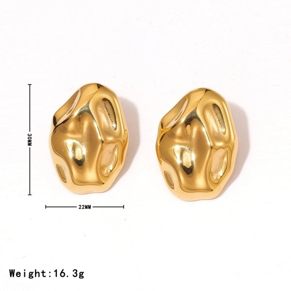 1 Pair Basic Modern Style Classic Style Irregular Oval 304 Stainless Steel White Gold Plated Gold Plated Ear Studs