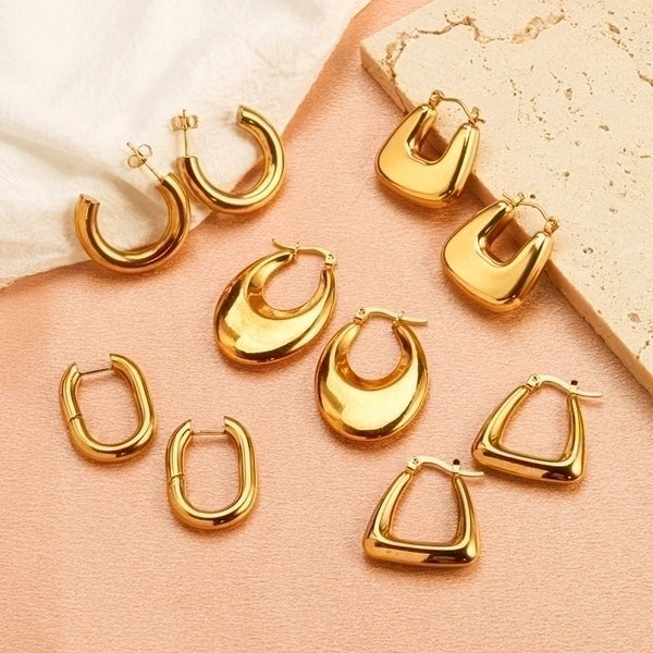 1 Pair Casual Classic Style Commute Round Twist Plating Stainless Steel Gold Plated Earrings