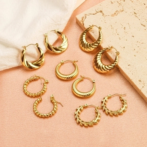 1 Pair Casual Classic Style Commute U Shape Twist Plating Stainless Steel Gold Plated Earrings