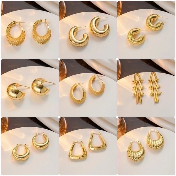 1 Pair Casual Elegant Lady C Shape Geometric Plating Stainless Steel 18k Gold Plated Ear Studs