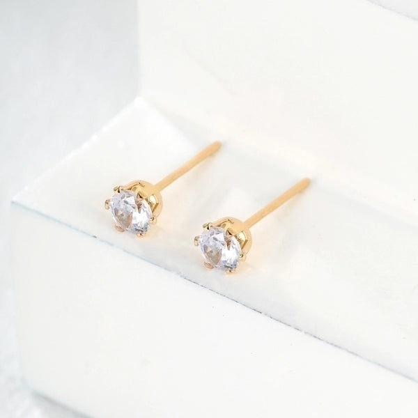 1 Pair Casual Elegant Round Stainless Steel Plating Inlay Zircon 18k Gold Plated Ear Studs