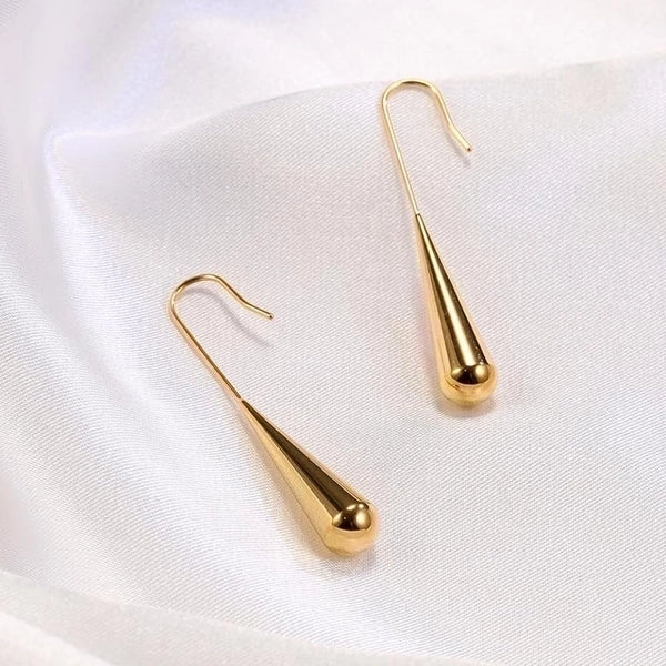 1 Pair Casual Elegant Simple Style Solid Color Polishing Plating Stainless Steel 18k Gold Plated Drop Earrings