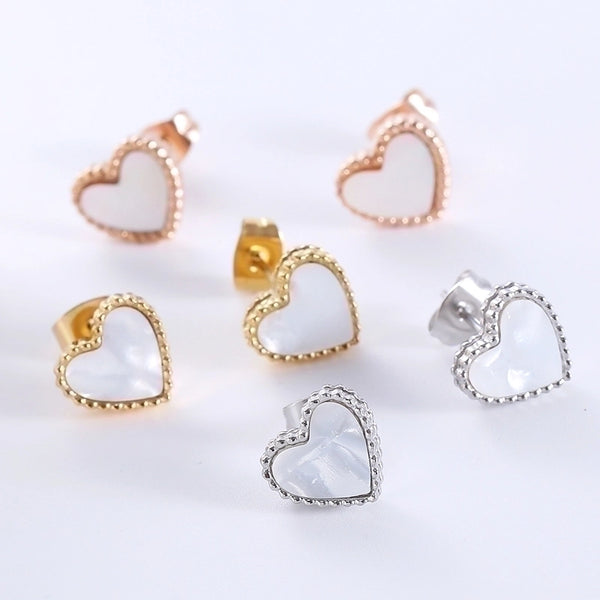 1 Pair Casual Minimalist Heart Shape Plating Inlay 304 Stainless Steel Acrylic Ear Studs