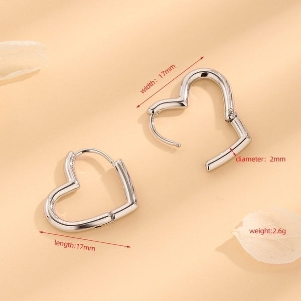 1 Pair Casual Simple Style Heart Shape Plating Stainless Steel 18k Gold Plated Earrings