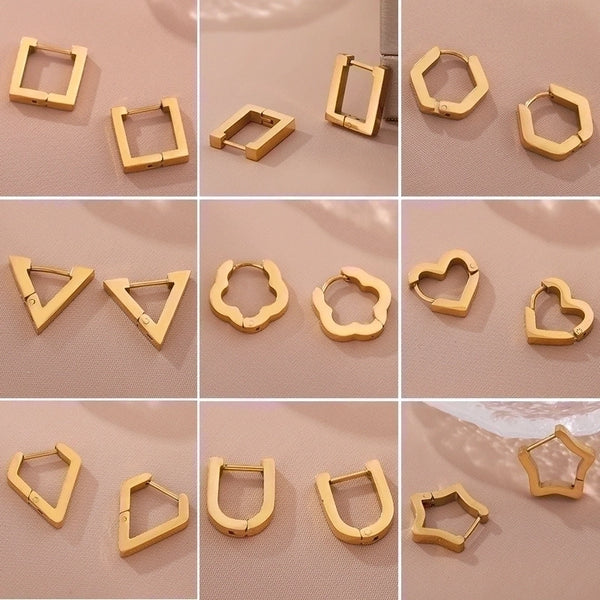 1 Pair Casual Simple Style U Shape Heart Shape Twist Plating Stainless Steel 18k Gold Plated Earrings