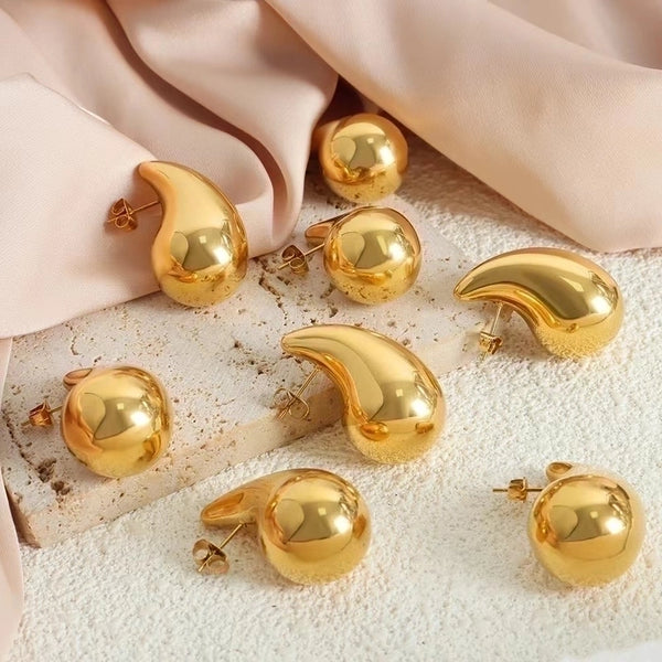 1 Pair Casual Solid Color Plating Stainless Steel Gold Plated Silver Plated Ear Studs