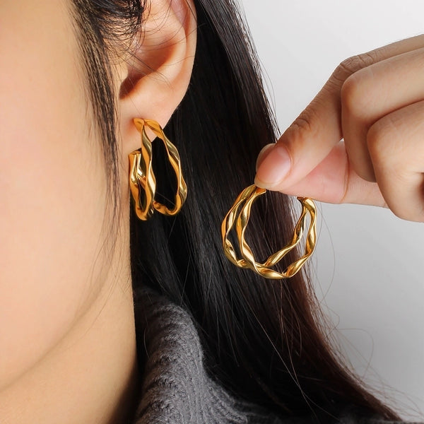 1 Pair Casual Vacation C Shape 304 Stainless Steel 316 Stainless Steel  18K Gold Plated Ear Studs