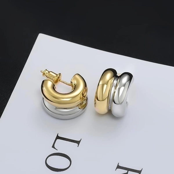 1 Pair Classic Style C Shape Polishing Plating Titanium Steel 18k Gold Plated Ear Studs