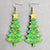 1 Pair Cute Christmas Tree Snowman Wood Drop Earrings