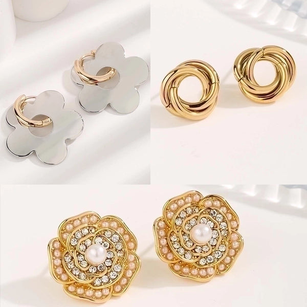 1 Pair Cute Sweet Flower Plating Titanium Steel Gold Plated Ear Studs