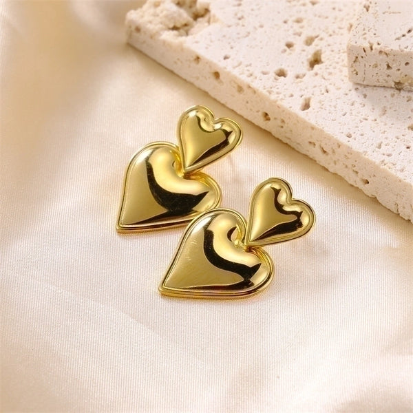 1 Pair Cute Sweet Heart Shape Stainless Steel Earrings