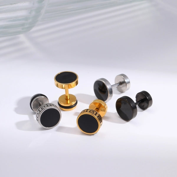 1 Pair Ear Cartilage Rings & Studs Minimalist Commute Round 304 Stainless Steel Enamel 18K Gold Plated Ear Cartilage Rings & Studs