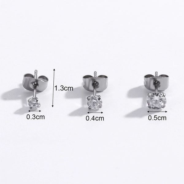 1 Pair Ear Cartilage Rings & Studs Minimalist Round 316L Stainless Steel  Inlaid Zircon