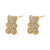 1 Pair Elegant Bear Heart Shape Plating Inlay Copper Artificial Pearls Zircon 18k Gold Plated Ear Studs