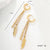 1 Pair Elegant Cross Feather Plating Stainless Steel Tassel 18k Gold Plated Dangling Earrings