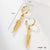 1 Pair Elegant Cross Feather Plating Stainless Steel Tassel 18k Gold Plated Dangling Earrings