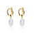 1 Pair Elegant Geometric Plating Inlay Freshwater Pearl Copper Zircon Drop Earrings