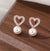 1 Pair Elegant Heart Shape Pearl Inlay Sterling Silver Artificial Diamond Ear Studs