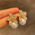 1 Pair Elegant Lady Flower Plating Inlay Imitation Pearl Copper Zircon Earrings