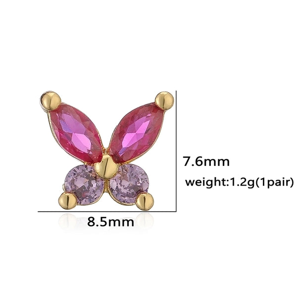 1 Pair Elegant Lady Modern Style Heart Shape Dragonfly Butterfly Plating Inlay Copper Copper Zircon Ear Studs