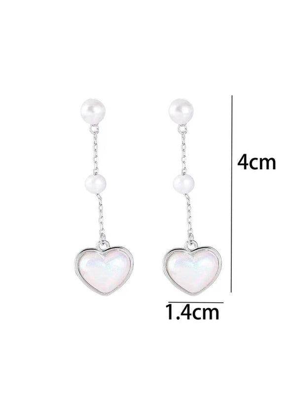 1 Pair Elegant Minimalist Heart Shape Inlay Zinc Alloy Artificial Pearls Gold Plated Drop Earrings