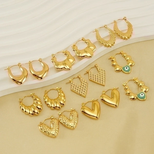 1 Pair Elegant Solid Color Plating Stainless Steel Gold Plated Earrings