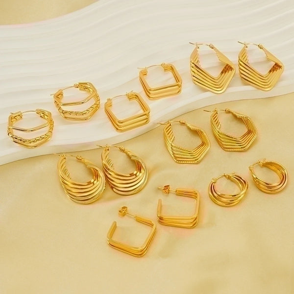 1 Pair Elegant U Shape Plating Stainless Steel 18k Gold Plated Earrings