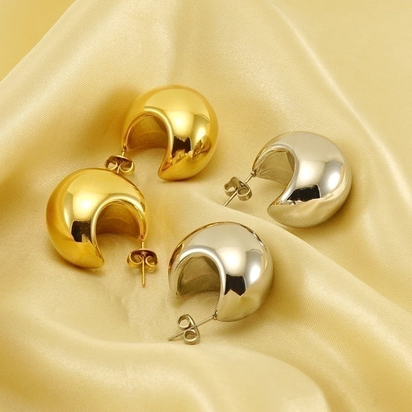 1 Pair Elegant Water Droplets Polishing Plating Stainless Steel 18k Gold Plated Ear Studs