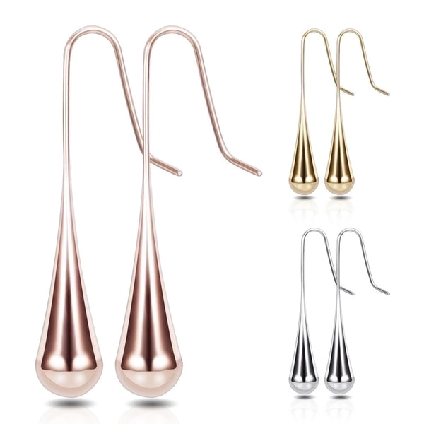 1 Pair Elegant Water Droplets Titanium Steel Plating Drop Earrings