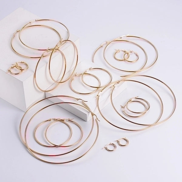 1 Pair Exaggerated Round Plating Stainless Steel Hoop Earrings