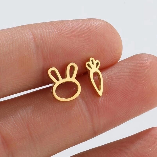 1 Pair Fashion Bunny Ears Titanium Steel Ear Studs