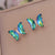 1 Pair Fashion Butterfly Copper Zircon Ear Studs