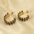 1 Pair Fashion C Shape Plating Inlay Titanium Steel Rhinestones 18k Gold Plated Ear Studs