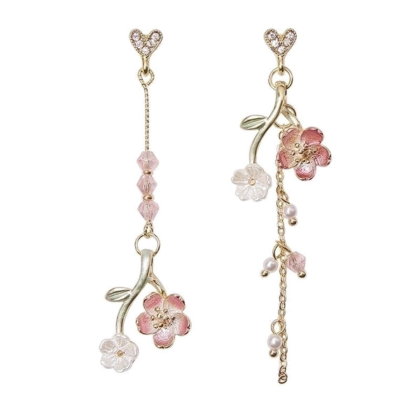 1 Pair Fashion Flower Alloy Plating Artificial Pearls Rhinestones Women's Drop Earrings