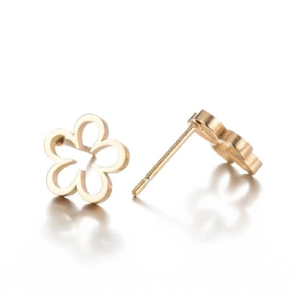 1 Pair Fashion Flower Titanium Steel Plating Ear Studs