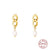 1 Pair Fashion Geometric Sterling Silver Inlay Pearl Zircon Drop Earrings