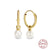 1 Pair Fashion Geometric Sterling Silver Inlay Pearl Zircon Drop Earrings