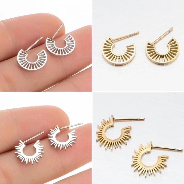 1 Pair Fashion Geometric Titanium Steel Plating Ear Studs