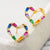 1 Pair Fashion Heart Shape Bird Inlay Copper Zircon 18k Gold Plated Ear Studs