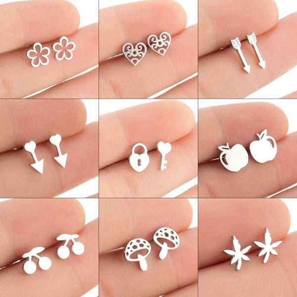 1 Pair Fashion Heart Shape Flower Plating 304 Stainless Steel 18K Gold Plated Stainless Steel Earrings