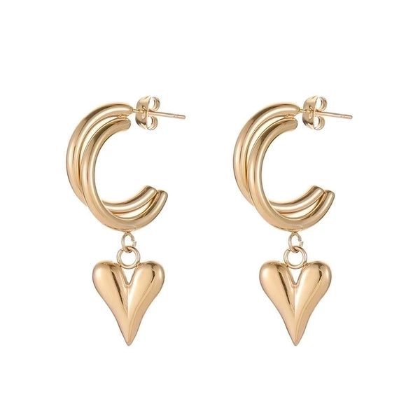 1 Pair Fashion Heart Shape Plating 304 Stainless Steel Gold Plated Earrings