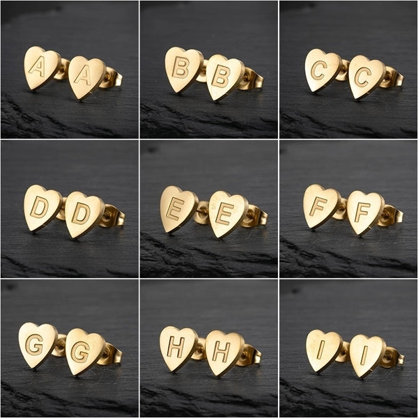 1 Pair Fashion Letter Heart Shape Plating 304 Stainless Steel 18K Gold Plated Ear Studs