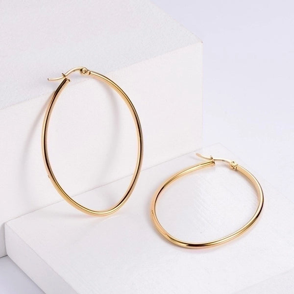 1 Pair Fashion Round Plating Stainless Steel Hoop Earrings