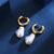 1 Pair Fashion Solid Color Pearl Plating Stainless Steel Drop Earrings