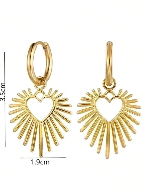 1 Pair Glam Heart Shape Plating 304 Stainless Steel 14K Gold Plated Drop Earrings