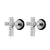 1 Pair Hip-hop Cross Round Skull Enamel Plating Inlay Titanium Steel Zircon Drop Earrings