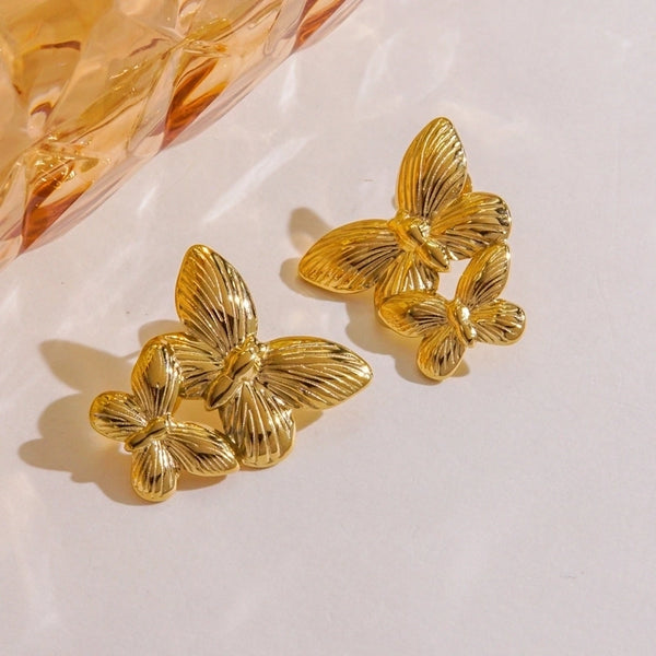 1 Pair IG Style Elegant Minimalist Butterfly 304 Stainless Steel 14K Gold Plated Ear Studs