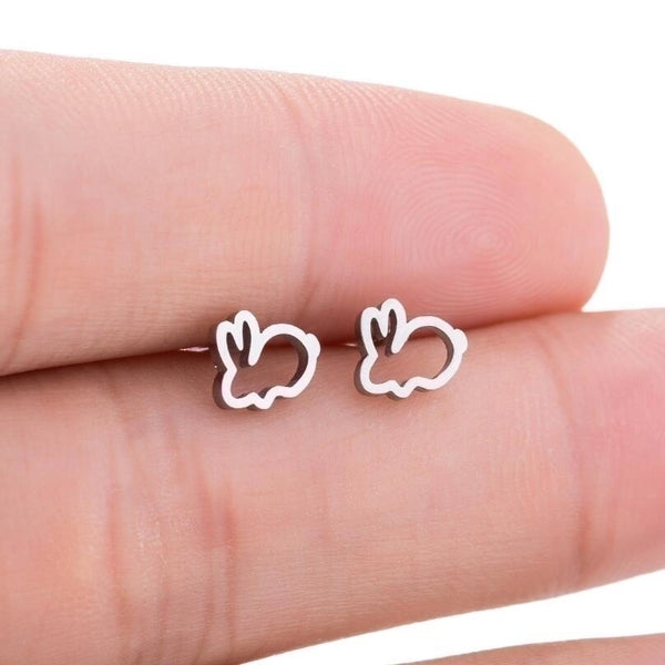 1 Pair Japanese Style Rabbit Animal Titanium Steel Plating Ear Studs